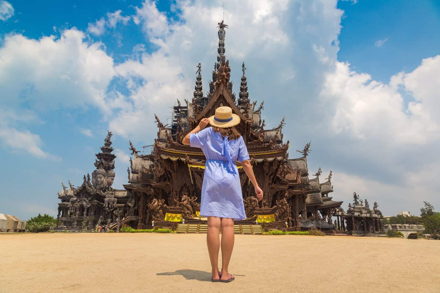 A traveler enjoys the Sanctuary of Truth during the best time to visit Pattaya