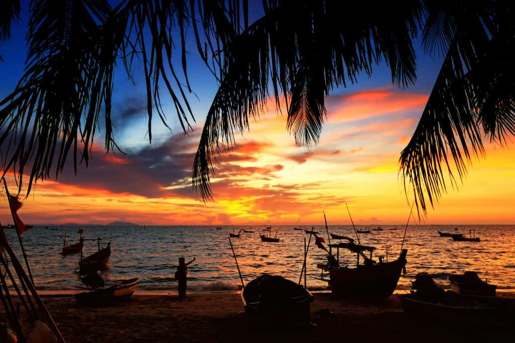 Sunset scenery on a beach in Pattaya