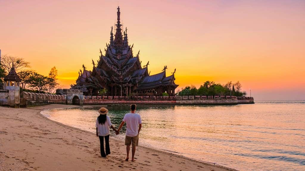 Sunset at the Sanctuary of Truth in Pattaya