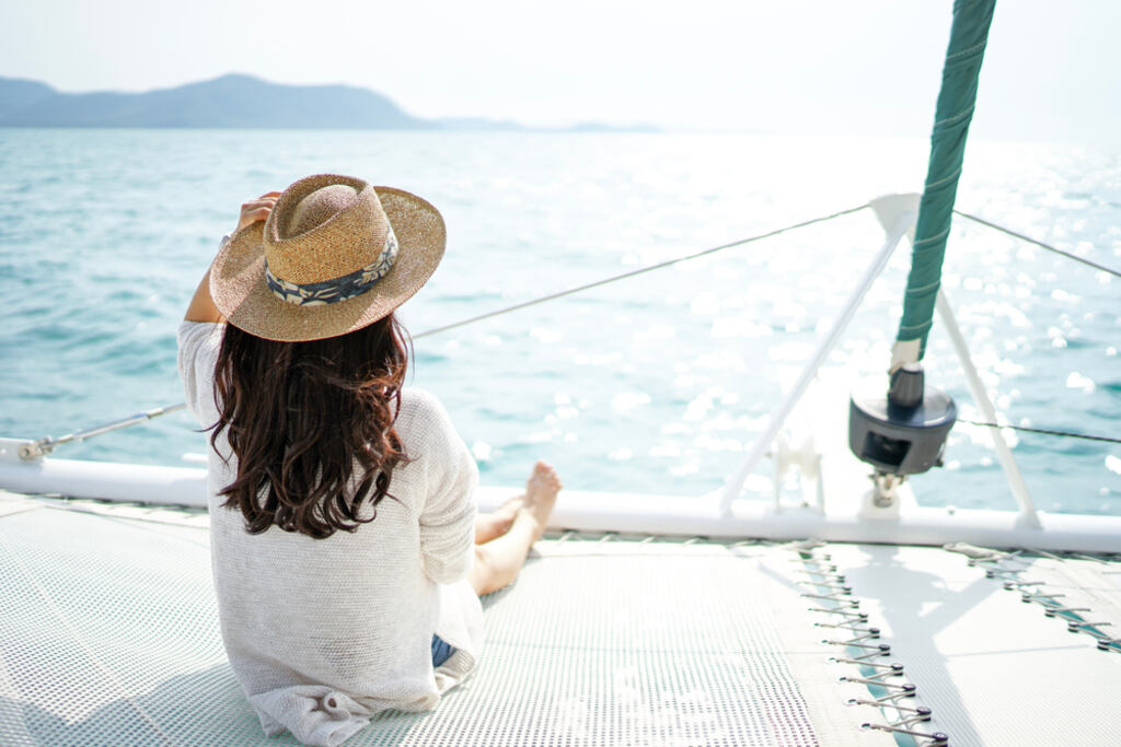 Back profile of a woman on a private yacht in Na Jomtien Chonburi