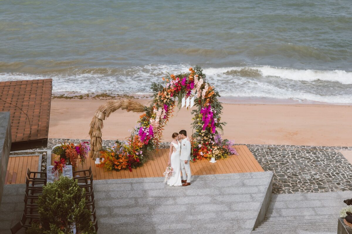 Beachfront area for a tropical beach wedding