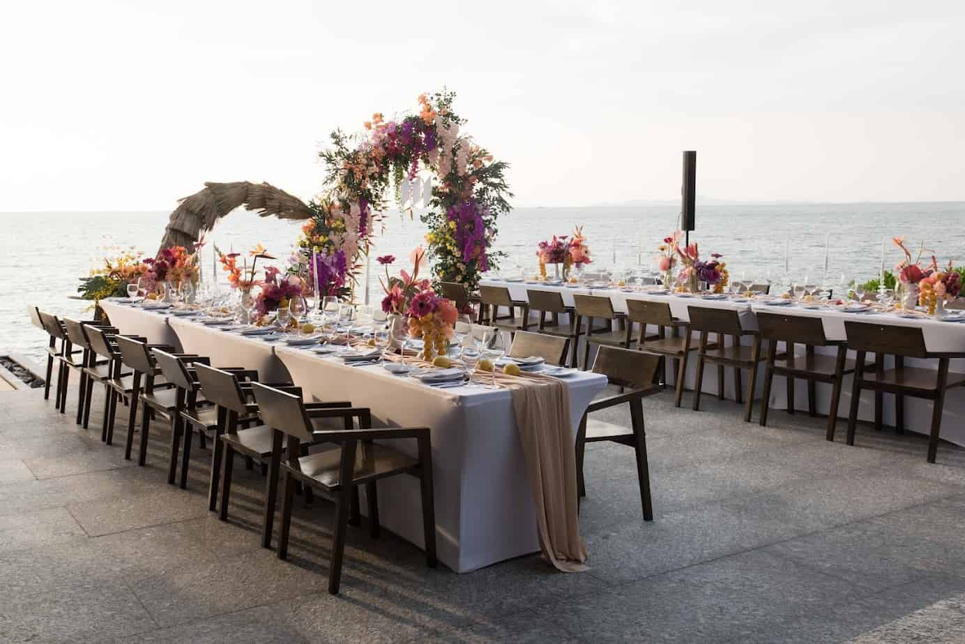 Beachfront area for a tropical beach wedding