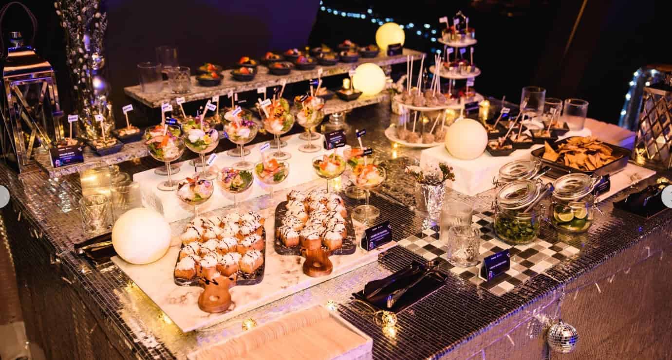 Beach wedding after party with cocktails